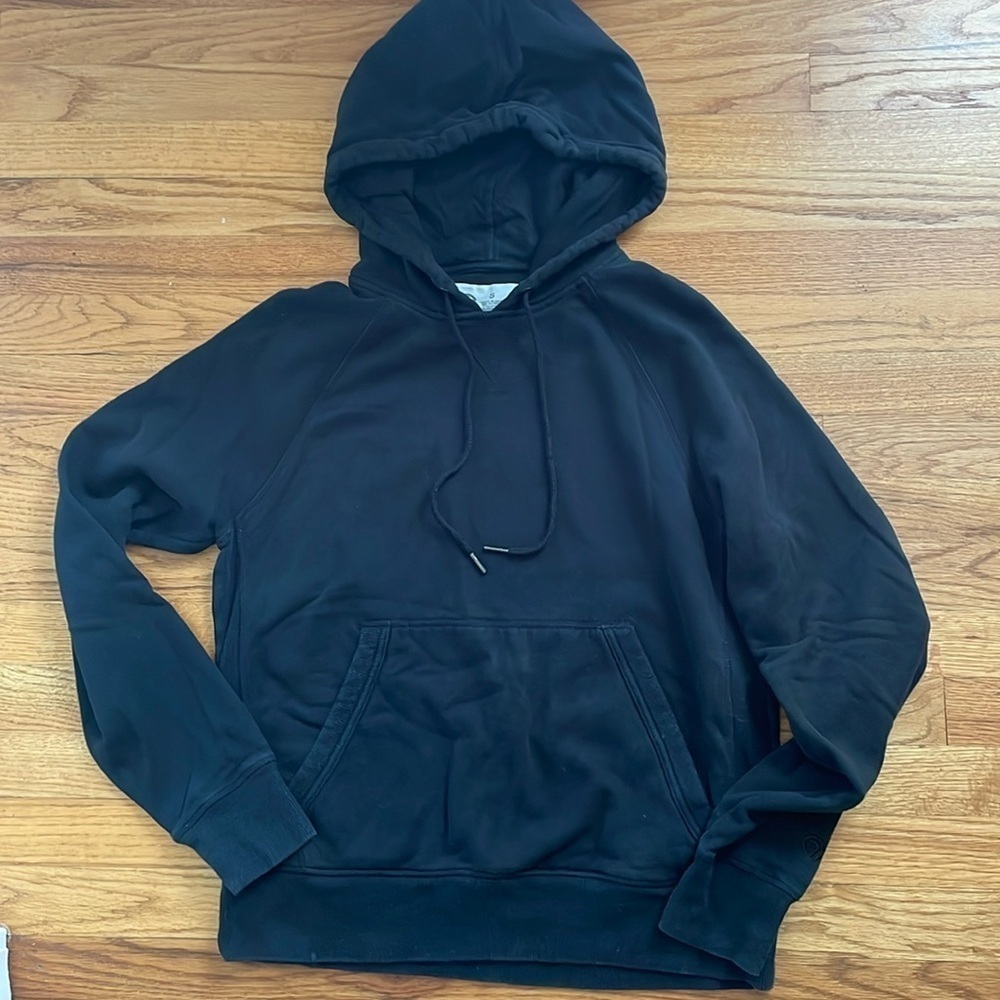Champion C9 Heavyweight Black Hoodie Hooded Sweatshirt Rib Knit Sides Men S